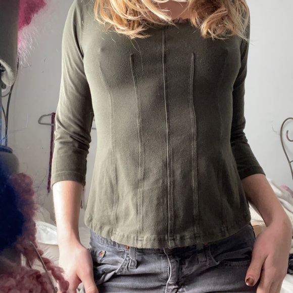 Cottage core green lace trim quarter sleeve - Picture 4 of 4